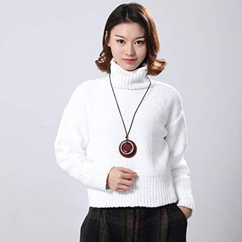 Womens Pendant Necklace Wood Handmade Jewelry Long Rope Sweater Necklace for Woman...