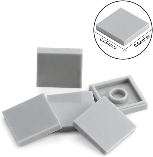 Light Bluish Gray 2×2 Tile ×500 Parts and Pieces Flat MOC Bricks, Bulk Building Blocks for Smooth Surface Wall Floor, Toy Accessories Compatible w...