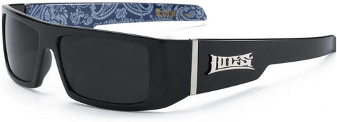 Locs Mens Hardcore Gafas De Sol Fashion Wrap Around Sunglasses with Bandana Print Inside - Free Microfiber Bag - Several Colors Available! (Black ...
