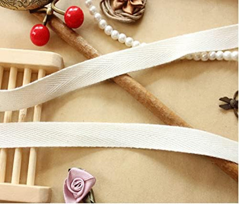 1 Inch Cotton Twill Tape Ribbon 55 Yard, Soft Natural Webbing Tape Roll Herringbone Bias Tape for Sewing DIY Crafts Home Decor, Beige...