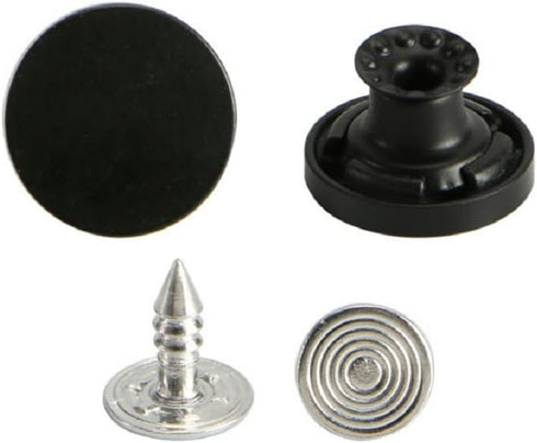 10Pcs Jeans Buttons - Metal Flat Jeans Replacement Buttons Suspender Trousers Alloy Buttons (17mm, Pure Black)...