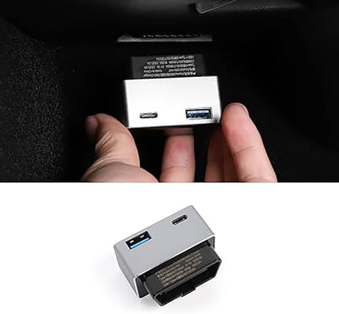 forTesla Model 3Y OBD in-car Charger Quick Charge Master Drive Dual Port Hidden Charger Type-c and USB...