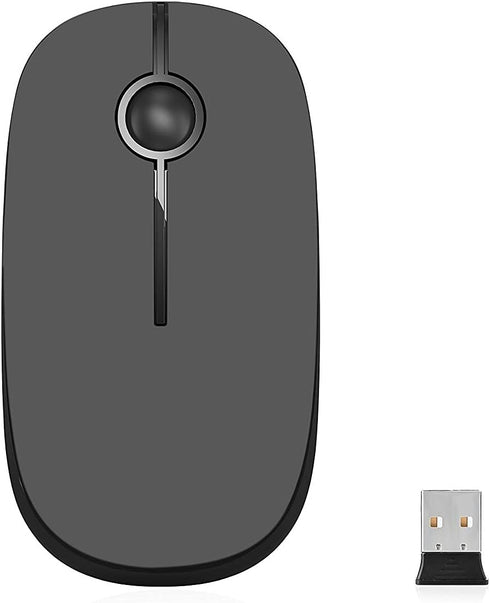 VssoPlor Wireless Mouse, 2.4G Slim Portable Computer Mice with Nano Receiver for Notebook, PC, Laptop, Computer (Black and Gray)...