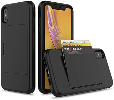 for iPhone x/xs with Card Holder,Credit Card Slot Protective Wallet Case (Black)...