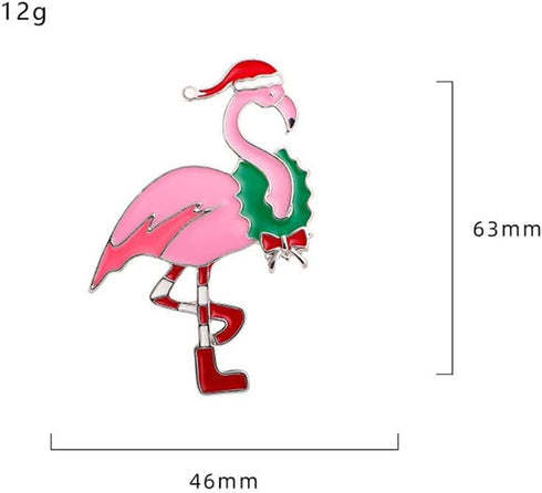 Christmas Flamingo Brooch Pin for Women Girls Fashion Enamel Pink Santa Animal Brooches Lapel Pins Cute Dress Accessories Holiday Xmas Party Jewel...