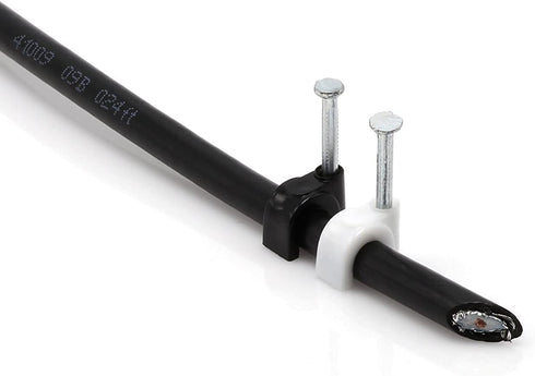 THE CIMPLE CO - Single Coaxial Cable Clips, Cat6, Electrical Wire Cable Clip, 1/4 in (6 mm) Nail Clip and Fastener, White (50 Pieces per Bag)...