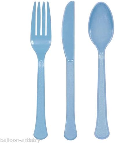 Amscan Pastel Blue Plastic Assorted Cutlery, 24 Ct. | Party Tableware...
