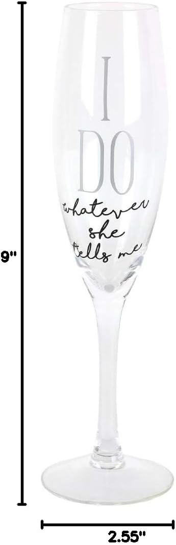 Enesco Our Name is Mud I Do Glittered Wine Glasses Wedding Champagne Flute, 2 Piece Set, Clear...