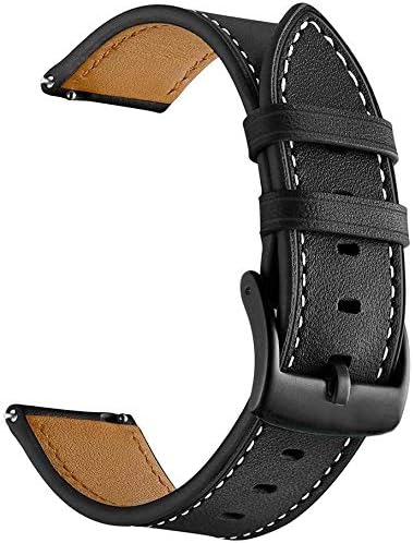 Compatible for Garmin Vivoactive 4S Watch Band, 18mm Stainless Steel Band Black+Leather Band+Silicone Band Grey for Garmin Vivomove 3S 39mm, Fossi...