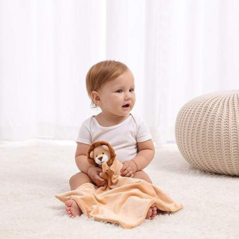 Apricot Lamb Stuffed Animals Security Blanket Yellow Lion Infant Nursery Character Blanket Luxury Snuggler Plush(Yellow Lion, 13 Inches)...