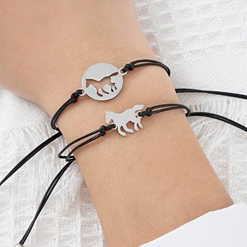COLORFUL BLING Mother Daughter Mommy and Me Heart Wish Bracelets Distance Matching Hollow Heart Horse Promise Promise Bracelet Friendship Jewelry ...