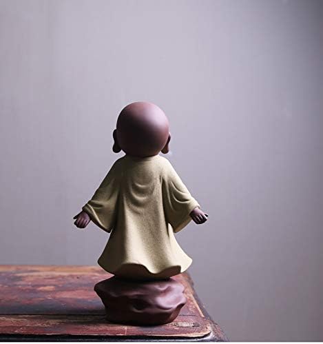 Kingzhuo Ceramic Little Cute Buddha Statue Monk Figurine Creative Baby Crafts Dolls Ornaments Gift Classic Delicate Ceramic Arts and Crafts Tea Ac...