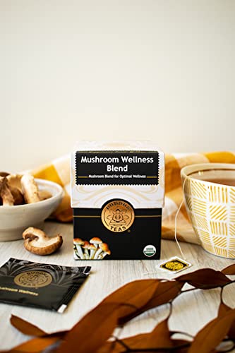 Buddha Teas - Organic Mushroom Wellness Blend - Herbal Tea - For Health & Wellbeing - With Antioxidants & Minerals - Clean Ingredients - Caffeine ...