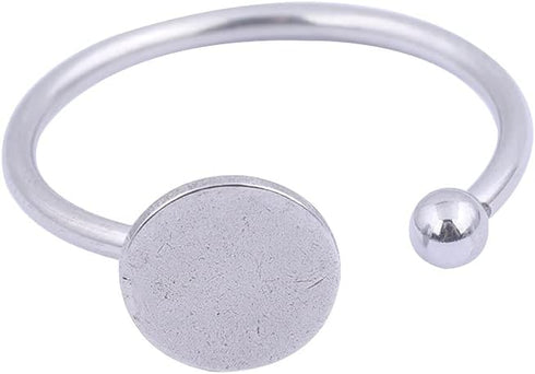 20pcs Stainless Steel Flat 8mm Pad Ring Base Blank DIY Finger Ring Bezels for Jewelry Making Accessories...