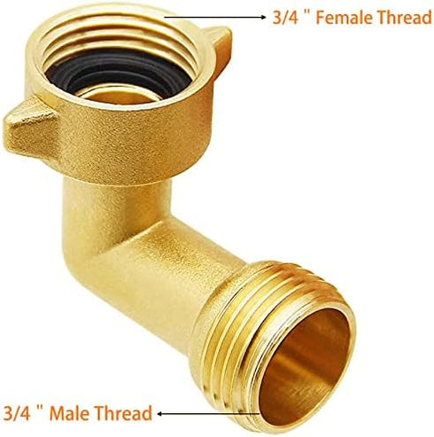 2pcs 90 Degree Hose Elbow RV Water Hose Connectors and Fittings Solid Brass Garden Hose Accessories Heavy Duty Hose Pipe Adpater with 2 Washers...