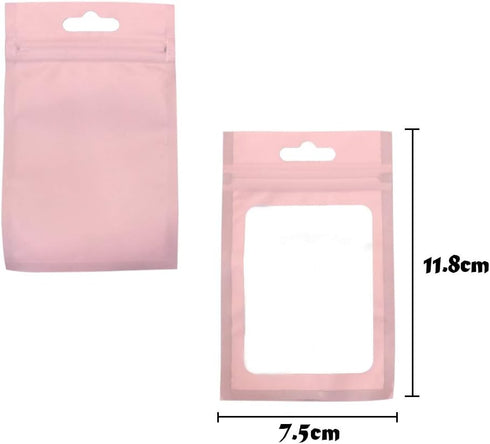 200 Pieces Mylar Zip Lock Aluminum Foil Bags, Flat Metallic Mylar Foil Flat ZipLock Food Storage Bags Pouch 3 x 4.7 Inch (Pink)...