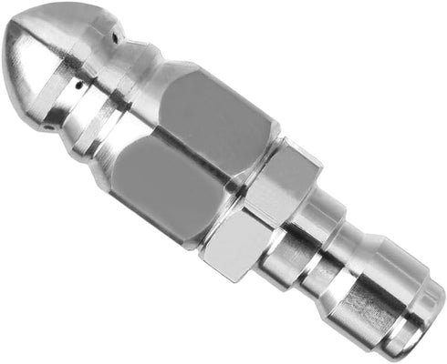 Pressure Washer Sewer Jetter Nozzle with Stainless Steel, Mini Compact Durable Sewer Jet Nozzle,Pressure Drain Jetter Hose Nozzle,1/4'' Quickly Co...