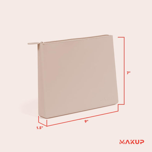 MAKUP Silicone Makeup Bag with Zipper, Washable Bag for Travel, Perfect for Organizing Cosmetics, Brushes, Tools and Toiletries (Nudist)...