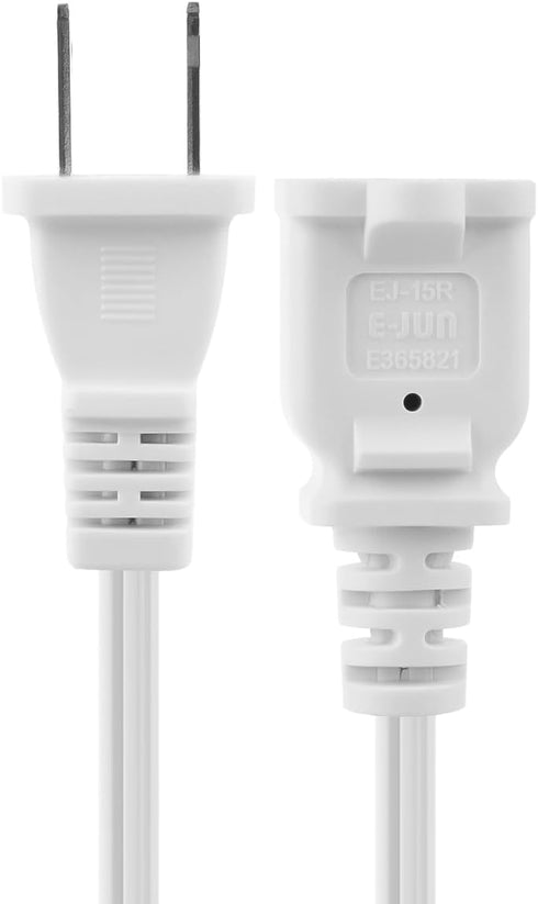 US AC Power Extension Cable Cord SPT-2 16AWG/2C 125V 13A 2-Prong Polarized Male to Female Extension Cord for NEMA 1-15P to NEMA 1-15R (10 ft, Whit...