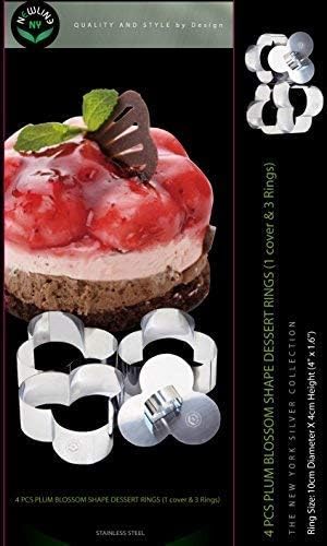 Newline NY Stainless Steel Dessert Rings 4 Pcs Plum Blossom Shape Molded Starters Appetizers Salads, Pastries Mousse Molding Layering Cutter...