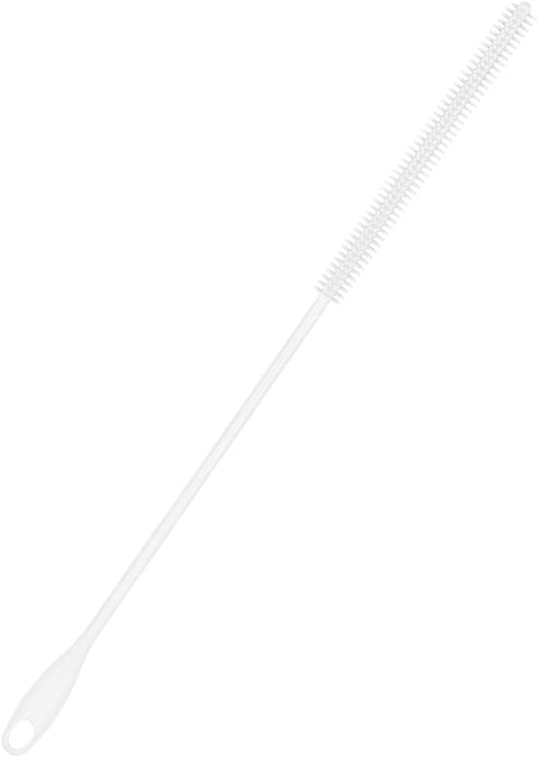 Silicone Straw Brush, 8mm White 9.45in Long Straw Cleaner with Hanging Hole Reusable Straw Washing Tool Bendable Crevice Cleaning Brush Slim Pipe ...