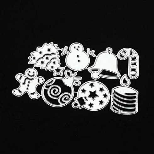 8pcs/Set Christmas Ornament Metal Die Cuts,Christmas Tree Bell Snowman Gingerbread Cutting Dies Cut Stencils DIY Embossing Decorative Paper Dies S...