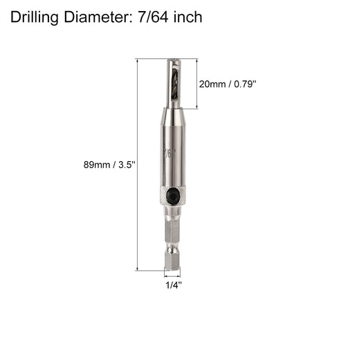 uxcell Self Centering Hinge Tapper Core Drill Bit, Hole Puncher, 7/64 Diameter, for Woodworking, Silver...