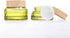 4 Pack 50g Empty Glass Cosmetic Cream Jars Cosmetic Container,Portable Refillable Travel Size Cream Jar Pot Bottle with Wood Grain Plastic Lids fo...