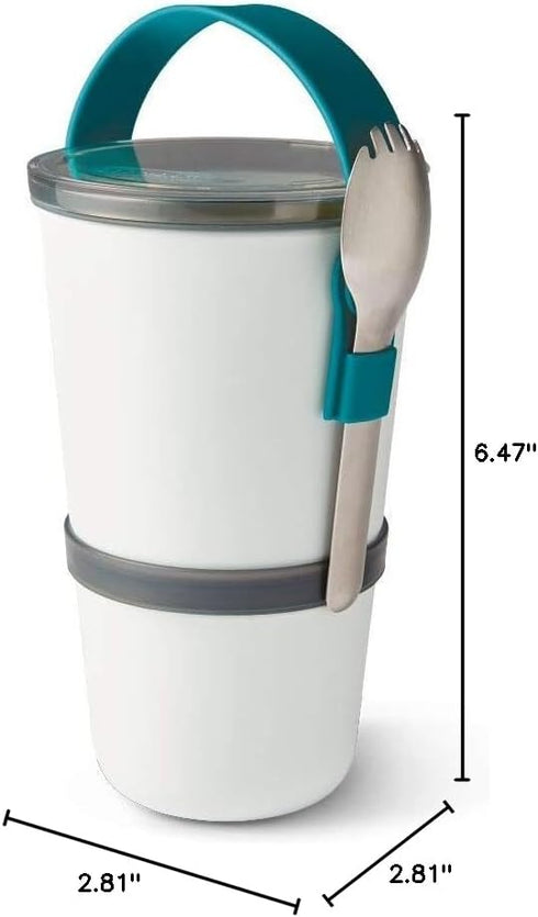 BLACK + BLUM Lunch Pot Original Stackable | Leak-Proof Microwave Safe Food Container | with Stainless-Steel Spork | Ocean, 30 oz / 900ml...