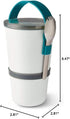 BLACK + BLUM Lunch Pot Original Stackable | Leak-Proof Microwave Safe Food Container | with Stainless-Steel Spork | Ocean, 30 oz / 900ml...
