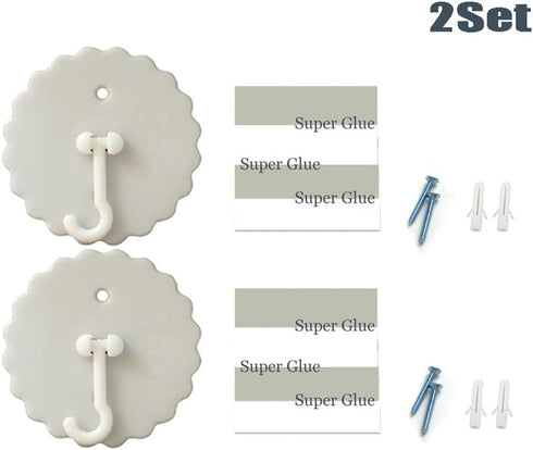 Ceiling Mosquito Net Hooks - Super Glue Dome & Bed Canopy Hooks for Home, Easy to Install (2set)...