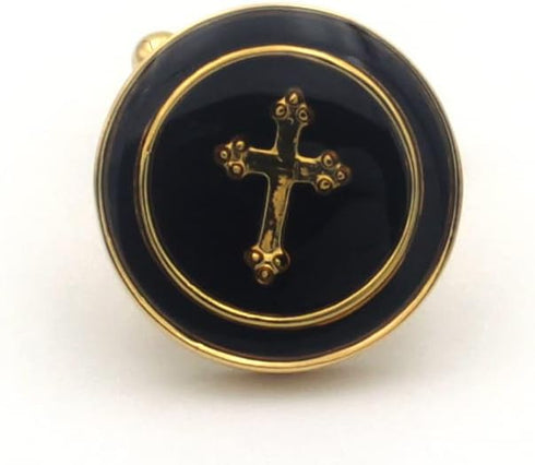 Cross Pair Round Gold Cufflinks...