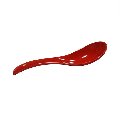 6 pcs Red Soup Spoon Round-Bottom Asia Porcelain Ceramic Rice Spoons Chinese Won Ton Spoons for Home Kitchen Restaurant...