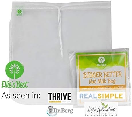 Pro Quality Organic Cotton Nut Milk Bag 2 Pack - 12"X12" XL Bags - Heavy Duty Reusable All Purpose Food Strainer - Food Grade BPA-Free...
