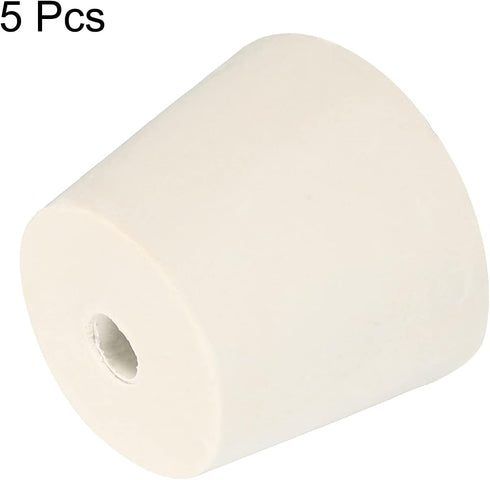 MECCANIXITY Rubber Tapered Plug 28mm to 37mm with 8mm Hole Test Tubes Bungs Stopper White for Lab Home 5 Pieces...