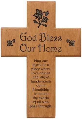 Mahogany God Bless Our Home "May Our Home Be a Place..." 8" Wall Cross...
