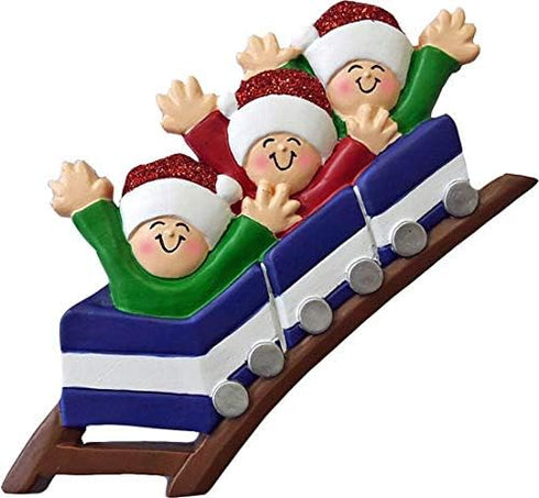 Roller Coaster New 3 People Personalized Christmas Tree Ornament...