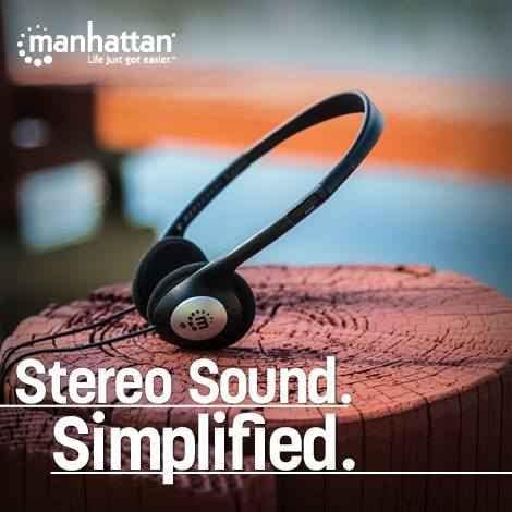 Manhattan On-Ear Wired Stereo Headphone - Long 6ft Cable, Single 3.5mm Plug, Lightweight, Adjustable Headband–for Walkman, CD Player, Computer -17...
