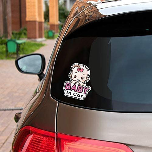2 Pcs Baby in Car Stickers Sign and Decal for Girl Baby Car Removable Safety Notice on Board Stickers (Girl Style)...