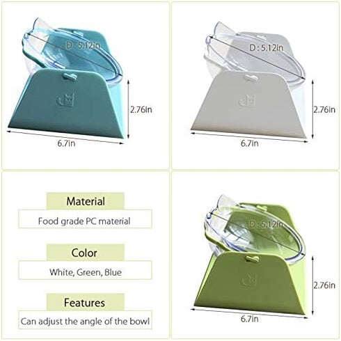 Adjustable Transparent Tilted Bowl Feeder with Raised Stand for Cat Pet(White)...