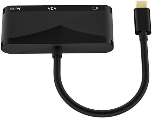 Replacement 3 in 1 USBC to HDMI VGA 3.5 Audio Docking Hub 1 in 2 Out Compatible Laptop Host Mac TYPEC External HDMI TV Monitor Projector Cable Con...