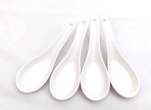 JapanBargain 1572x4, White Porcelain Asian Soup Spoons Japaese Chinese Rice Spoons Soba Spoons Pho Spoons Wonton Spoons, Pack of 4...