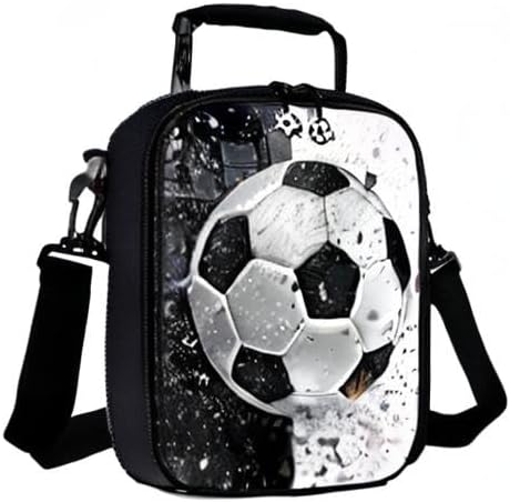 Lunch Tote, 2019 Upgrade Insulated Football Lunch Bag- Waterproof Reusable Lunch Box Portable Meal Bag Ice Pack for Kids Boys Girls -Black...