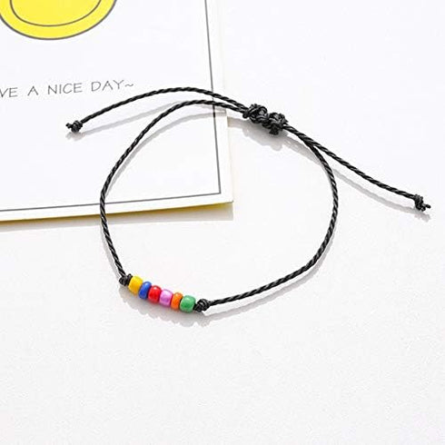 COLORFUL BLING LGBTQ Rainbow Beads Strand Bracelet Set with Card, Happy Pride Month, Show Your True Color, Be Proud. Be You. 2Pcs Pride String Bra...