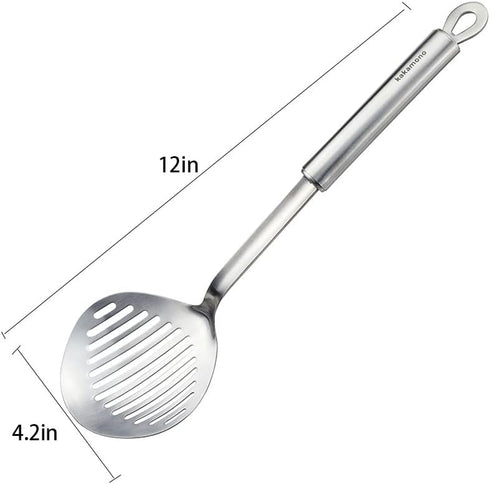 Skimmer Slotted Spoon kitchamajigs Strainer Ladle Heavy Duty 304 Stainless Steel Metal Spatula - Skimmer Slotted Spoon, Cooking Spoon for KitchenS...