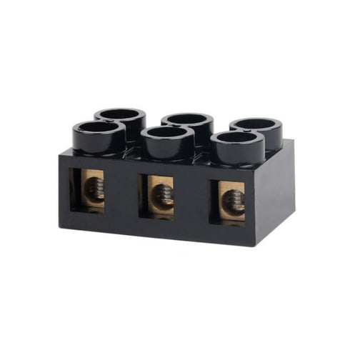 2pcs 500V 60A 3 Position Dual Row Screw Terminal Block, Double Row Electrical Barrier Terminal Strip Block Black for Power Distribution Box, Elect...