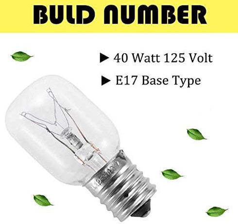 Light Bulb for Whirlpool Microwave - Light Bulb Fits for Whirlpool Maytag GE Amana Over The Range Hood Microwave, Dimmable with 125V 40W E17 Base,...