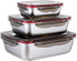 3 Pieces Stainless Steel Food Storage Container with Lids Airtight Metal Food Containers Stackable Meal Prep Leftover Containers for Freezer Fridg...