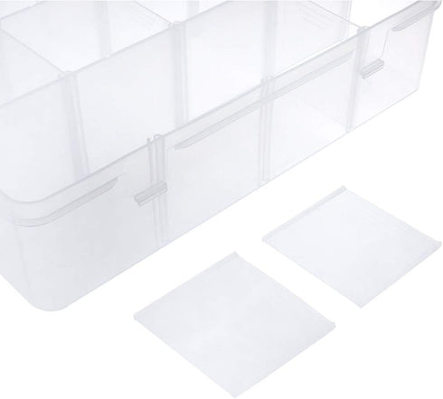 12 Grids Divided Storage Container Adjustable Hard Plastic Component Case with Removable Dividers for Items Organizing Storing...