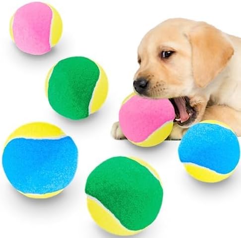 CoCoo Dog Squeaky Tennis Balls for Puppies and Teething Pets, Squeak Toys for Dogs, Round Tennis Balls, 6 Balls per Pack...
